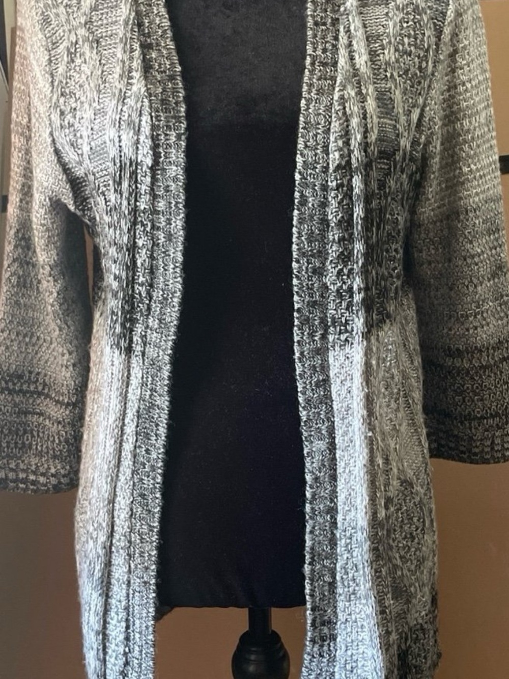 Kim Rogers Gray Marled Open-Front Cardigan
